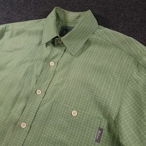 Woolrich Green Plaid‎ Button Shirt Mens Medium Short Sleeve
